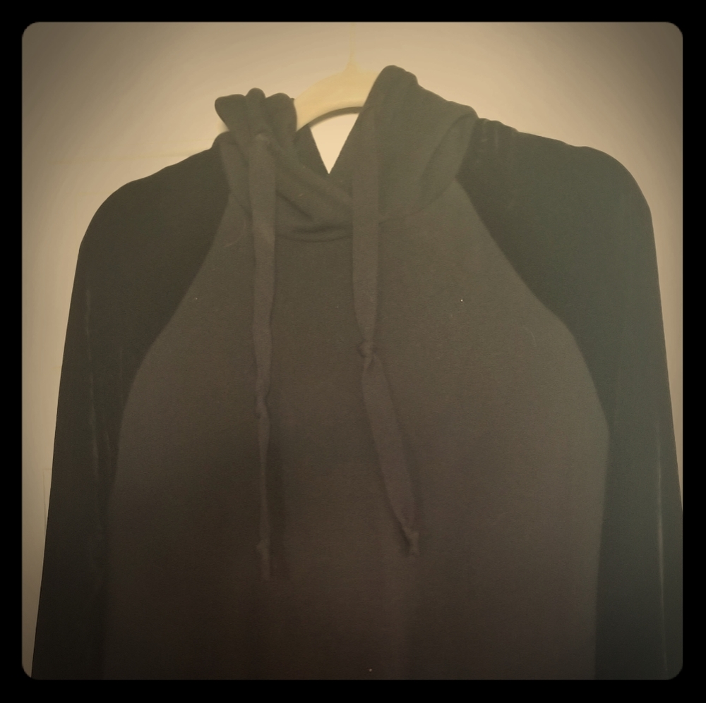 Anthropologie black velvet hoodie dress